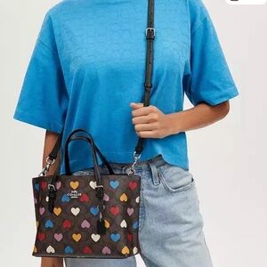 Coach Multicolor mollie small  tote Heart Print Women's Bag